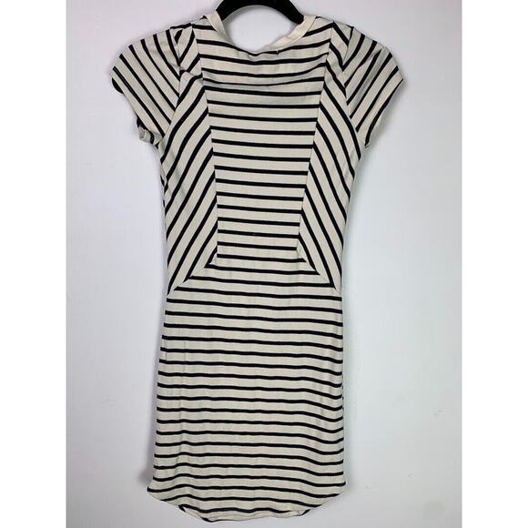 Striped Monteau Los Angeles Short-Sleeve Dress With Crew Neck Size S - Picture 2 of 4